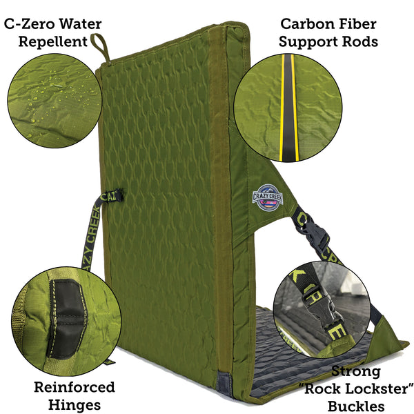 Hex 2.0 Longback Rollable Camping Chair Features - Carbon Fiber Support Rods Water Repellent - Hinges - Strong Buckles