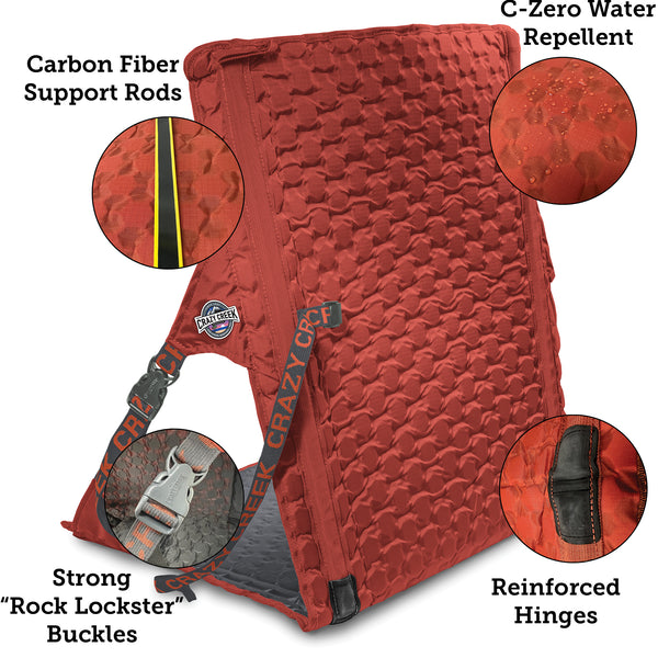 Hex 2.0 Longback Rollable Camping Chair Features - Carbon Fiber Support Rods Water Repellent - Hinges - Strong Buckles