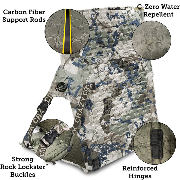 Hex 2.0 Longback Rollable Camping Chair Features - Carbon Fiber Support Rods Water Repellent - Hinges - Strong Buckles