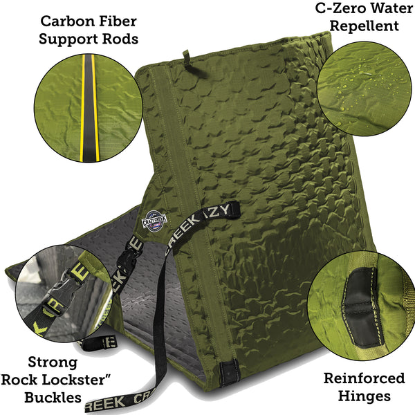 Hex 2.0 PowerLounger Rollable Camping Chair Features - Carbon Fiber Support Rods Water Repellent - Hinges - Strong Buckles