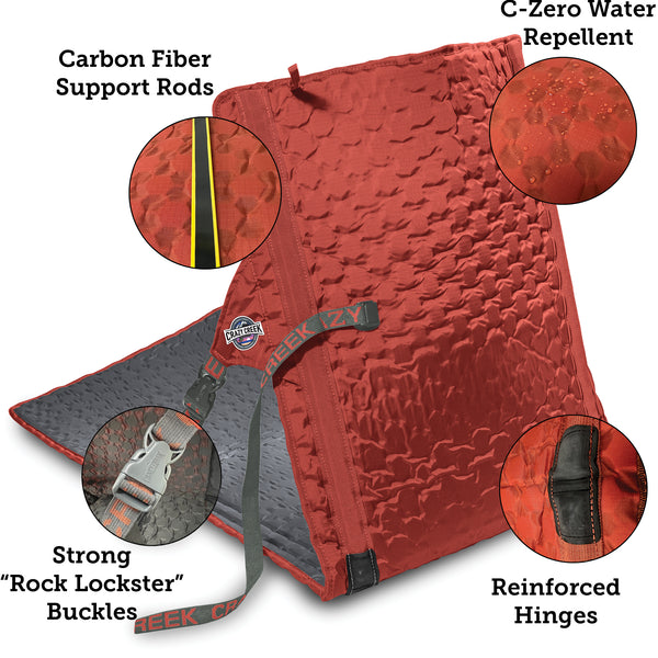 Hex 2.0 PowerLounger Rollable Camping Chair Features - Carbon Fiber Support Rods Water Repellent - Hinges - Strong Buckles