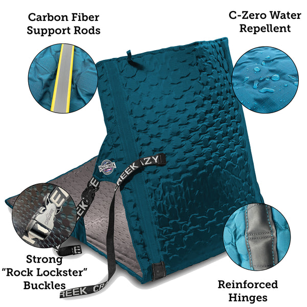 Hex 2.0 PowerLounger Rollable Camping Chair Features - Carbon Fiber Support Rods Water Repellent - Hinges - Strong Buckles