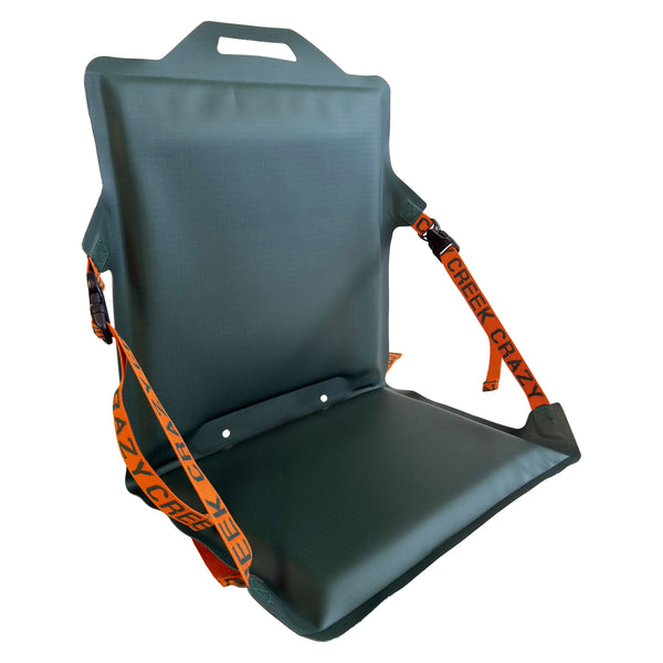 Green/grey inflatable Canoe IV paddle chair built for the water - on white