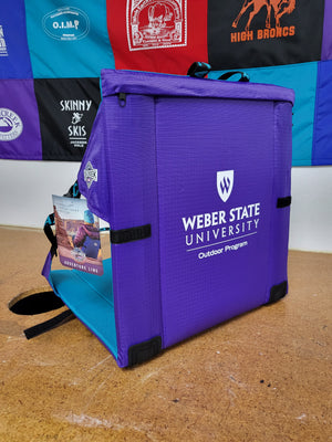 custom crazy creek chair screenprint for Weber State University swag