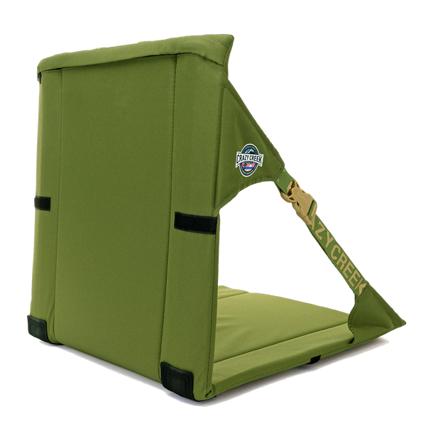 Army Green Crazy Creek Chair on White Background