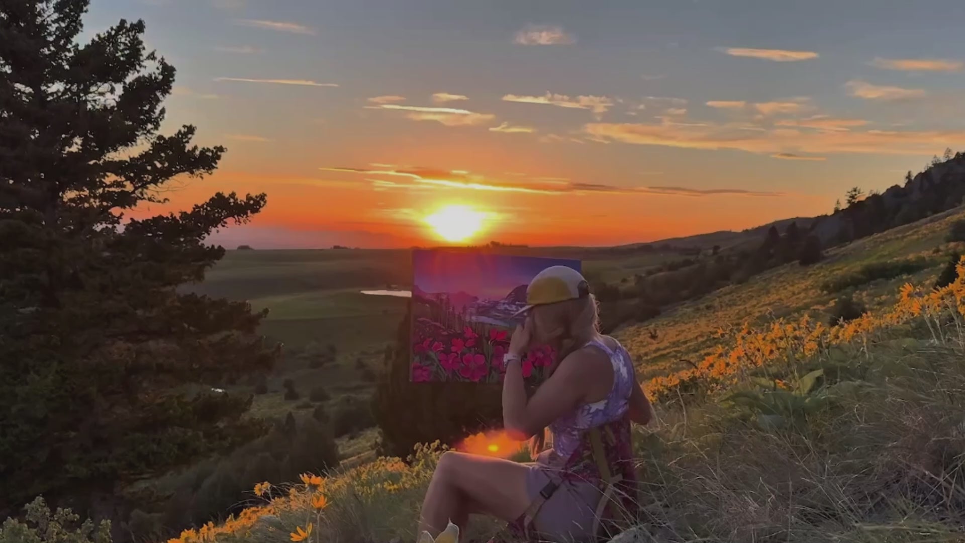 Rachel Pohl intro video showing off her paintings and chair