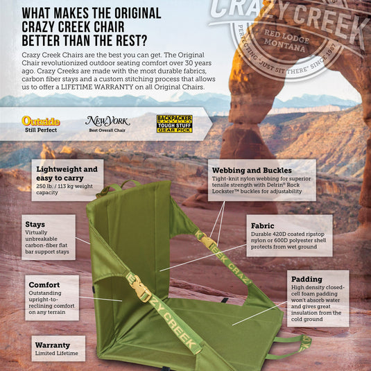 What makes the original Crazy Creek chair better than the rest? - Infographic