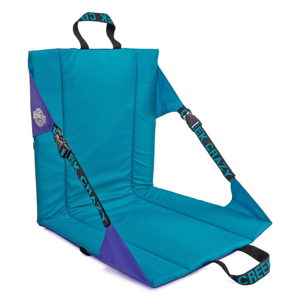 Purple and Teal Crazy Creek Chair on White Background