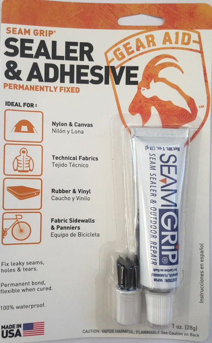 Seam Grip® by McNett used to seal seams on tarps.